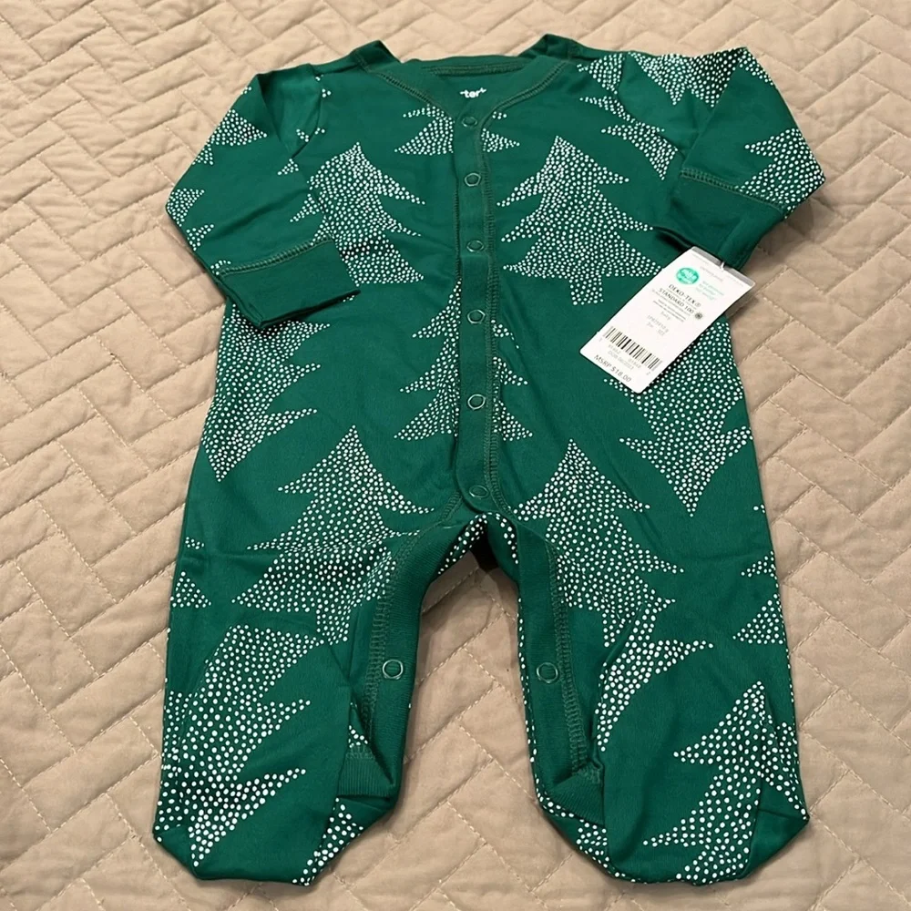 Baby Carter's Christmas Tree Snap-Up Cotton Sleep & Play/NWT/3M